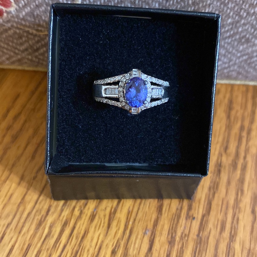 NWOT silver with Blue crystal Stone